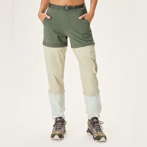 NWT Outdoor Voices RecTrek Zip-Off Pant in Tea‎ Tree/Calcite/Milk Stone Small